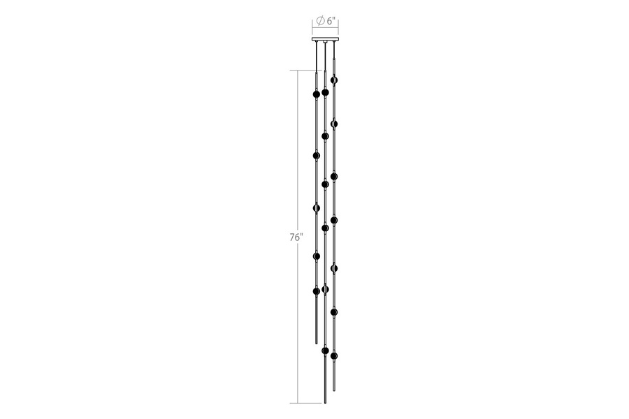 Sonneman Constellation Andromeda Chandelier - Satin Nickel, Tall 6", Round, Clear Faceted Acrylic Lens, 2700K