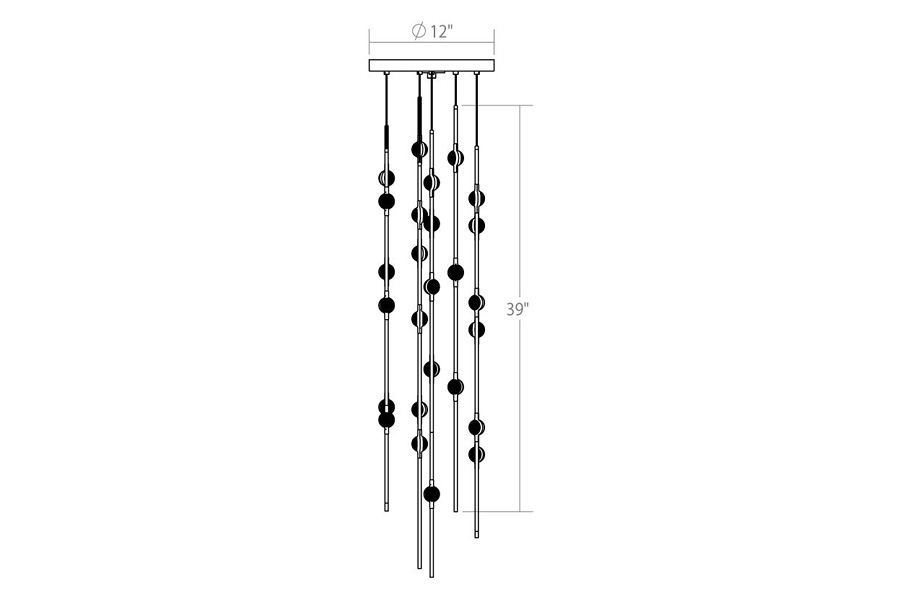 Sonneman Constellation Andromeda Chandelier - Satin Nickel, Short 6", Round, White Optical Acrylic Lens, 3000K