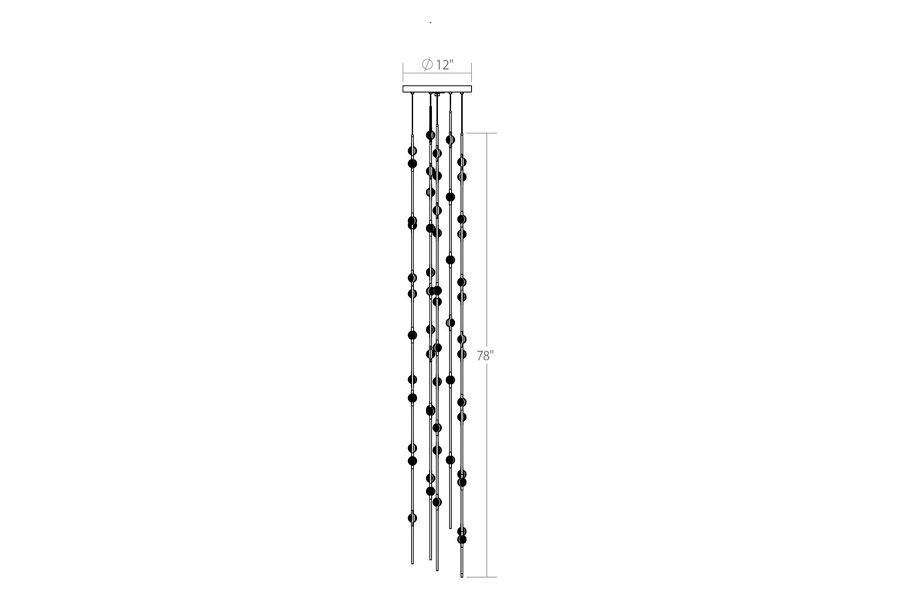 Sonneman Constellation Andromeda Chandelier - Satin Nickel, Tall 12", Round, Clear Faceted Acrylic Lens, 3000K