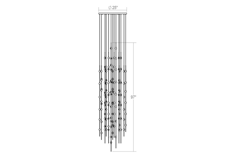 Sonneman Constellation Andromeda Chandelier - Satin Nickel, 25", Round, White Optical Acrylic Lens, 3000K