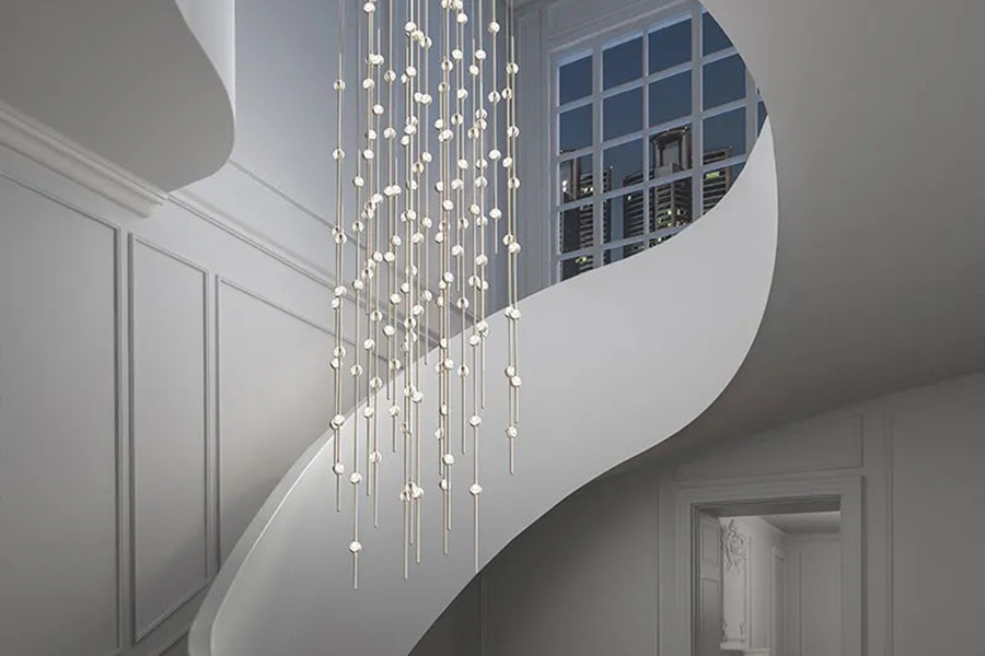Sonneman Constellation Andromeda Chandelier - Satin Brass, 25", Round, Clear Faceted Acrylic Lens, 3000K