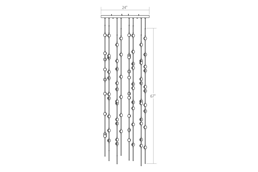 Sonneman Constellation Andromeda Chandelier - Satin Nickel, 24", Square, Clear Faceted Acrylic Lens, 3000K