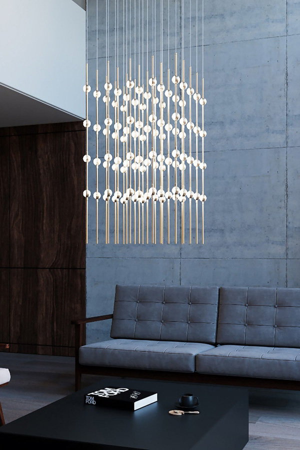 Sonneman Constellation Cosmic Cube Chandelier - Satin Brass, 20", White Optical Acrylic Lens, 3000K