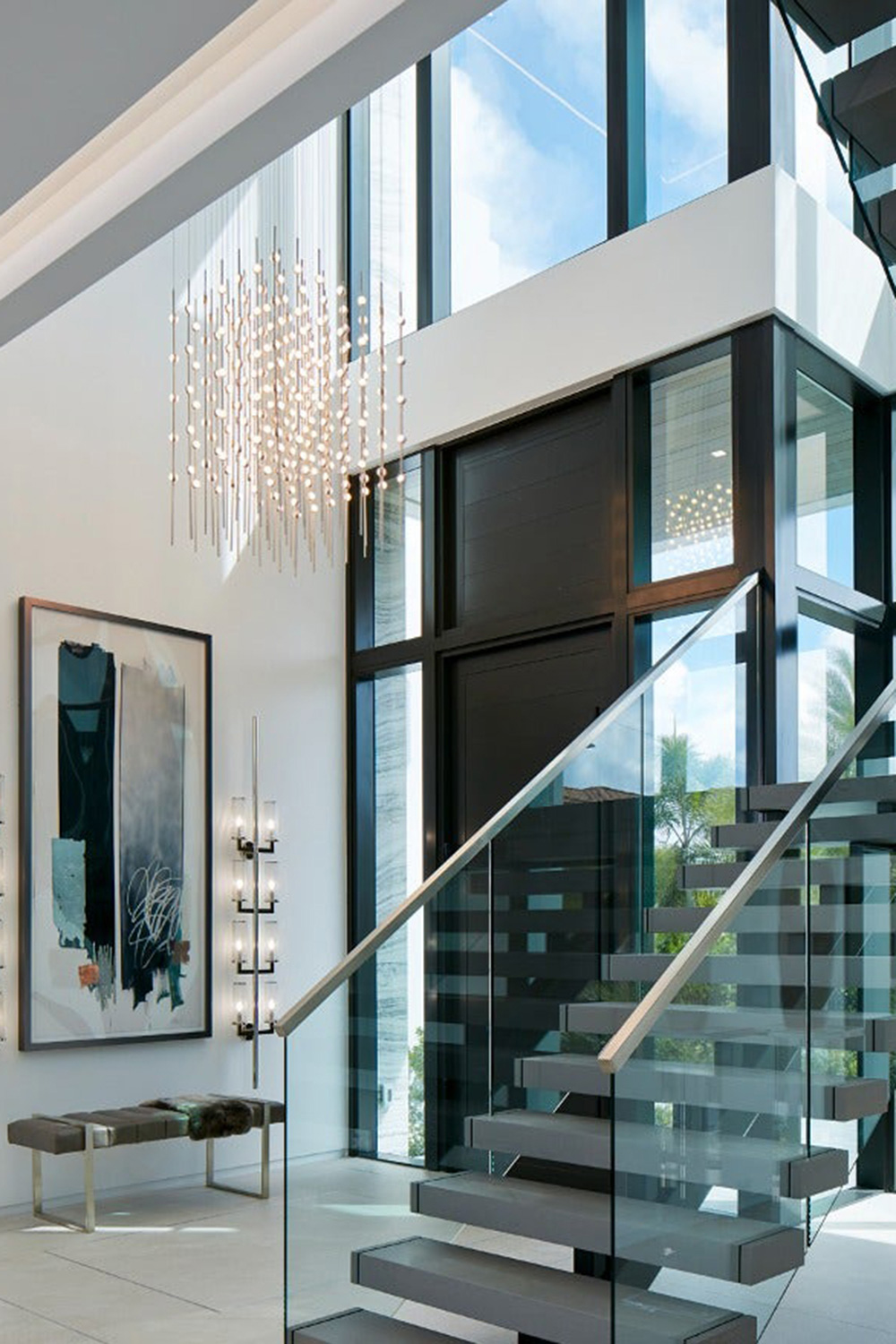 Sonneman Constellation Cosmic Cube Chandelier - Satin Nickel, 30", Clear Faceted Acrylic Lens, 3000K