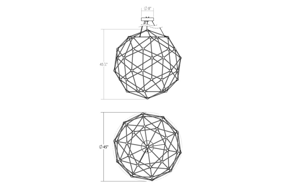 Sonneman Constellation Hedron Chandelier - Satin Nickel, White Optical Acrylic Lens