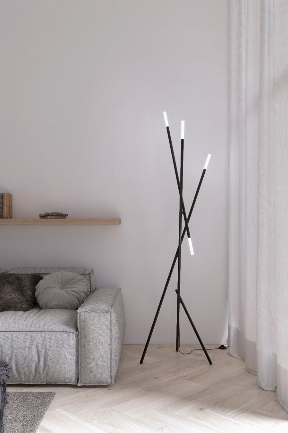 Sonneman Qux LED Floor Lamp - Satin Black
