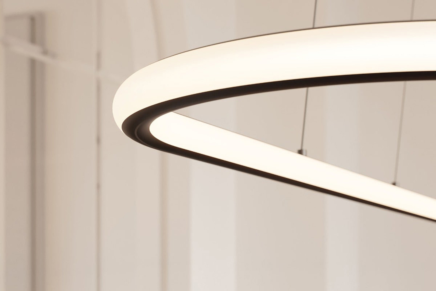 Sonneman Luna Round LED Pendant - Satin Black, 48" Racetrack, 3500K