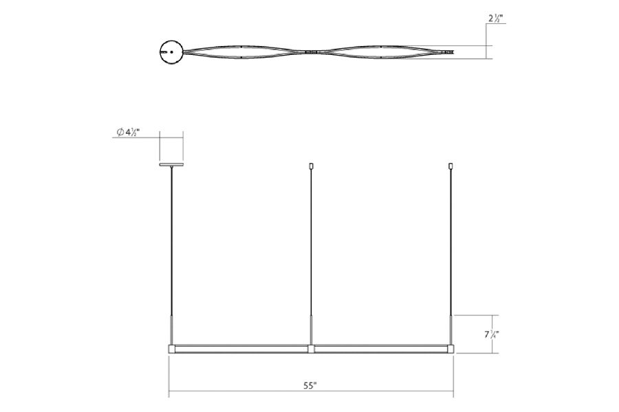 Sonneman Ola LED Pendant - Satin Black, Double Linear