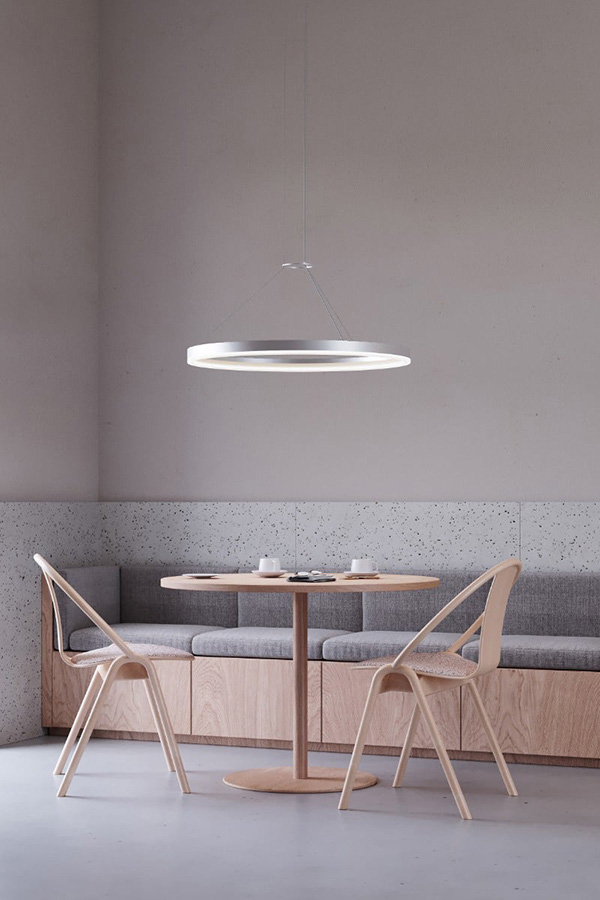 Sonneman Corona Ring LED Pendant - Bright Satin Aluminum, 32", 3500K