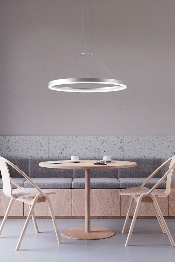 Sonneman Corona Ring LED Pendant - Bright Satin Aluminum, 32", 3500K