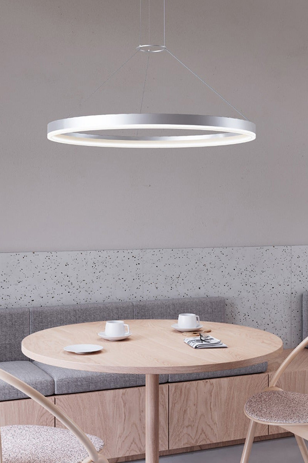 Sonneman Corona Ring LED Pendant - Bright Satin Aluminum, 32", 3500K
