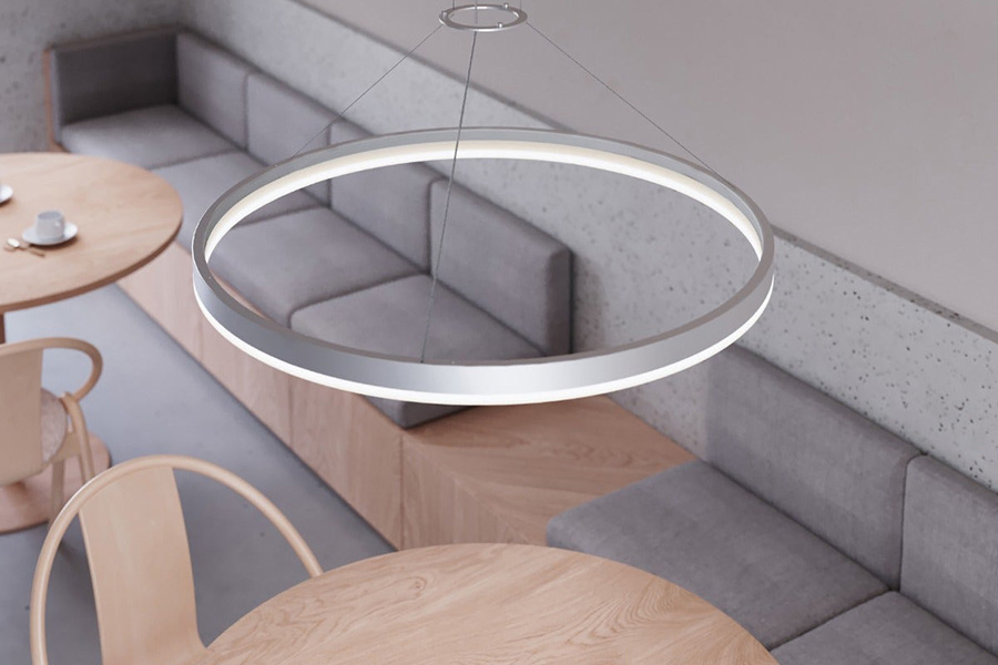 Sonneman Corona Ring LED Pendant - Bright Satin Aluminum, 32", 3500K