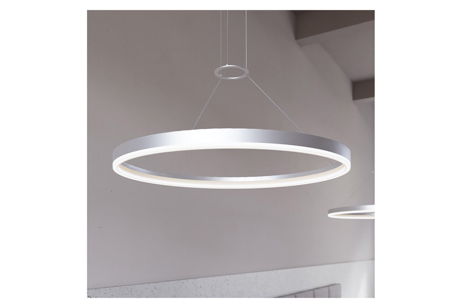 Sonneman Corona Ring LED Pendant - Bright Satin Aluminum, 32", 3500K