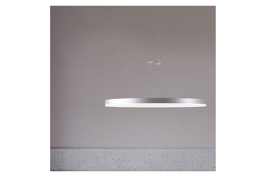 Sonneman Corona Ring LED Pendant - Bright Satin Aluminum, 32", 3500K