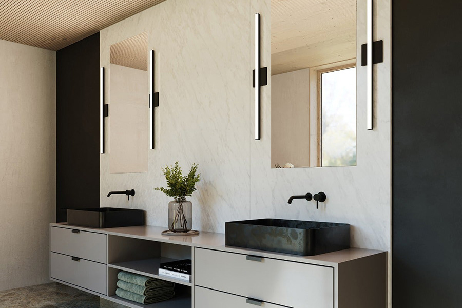 Sonneman Stiletto Dimmable LED Sconce/Bath Bar - Satin Black, 32"
