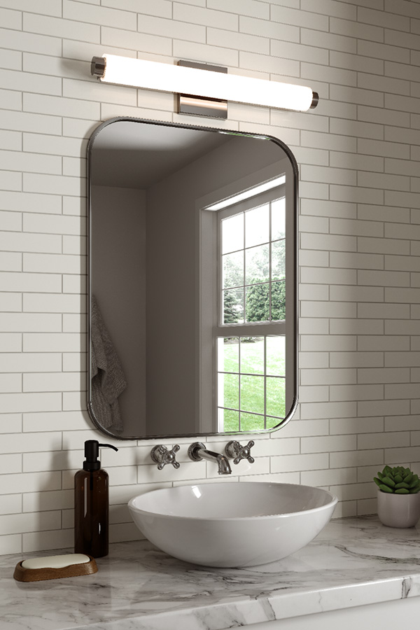 Sonneman Tubo Slim LED Bath Bar - Polished Chrome, 18", Drum Trim