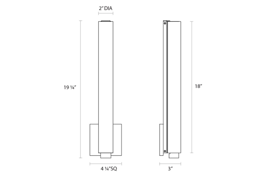 Sonneman Tubo Slim LED Sconce - Polished Chrome, 18", Drum Trim