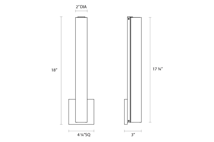 Sonneman Tubo Slim LED Sconce - Polished Chrome, 18", Flat Trim