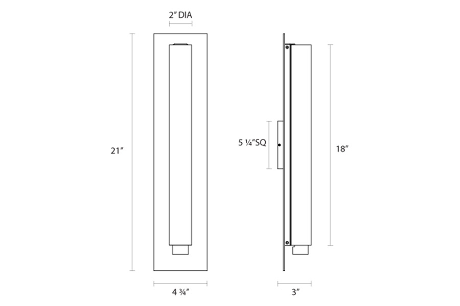 Sonneman Tubo Slim LED Panel Sconce - Polished Chrome, 18", Drum Trim