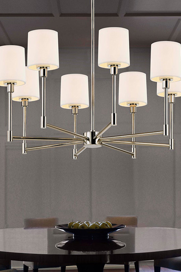 Sonneman Embassy LED Chandelier - Satin Nickel, 8-Light Bar