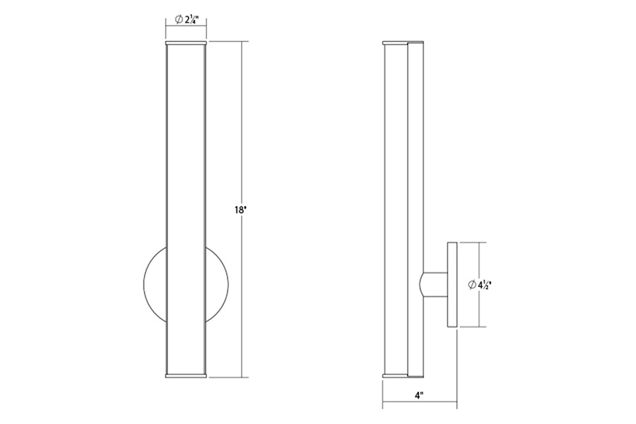 Sonneman Bauhaus Columns LED Bath Bar - Polished Chrome, 18"