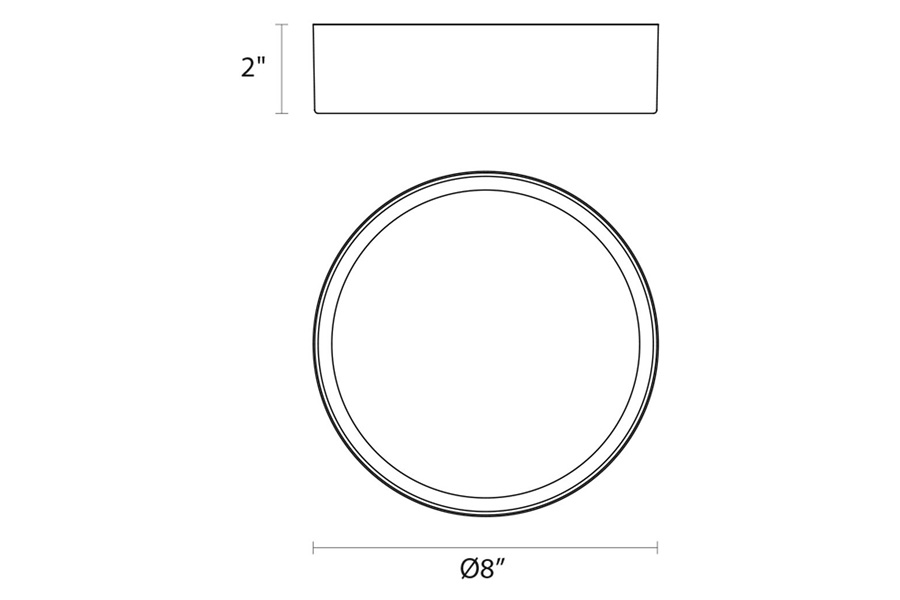 Sonneman Pi LED Surface Mount - Bright Satin Aluminum, 8", 3000K