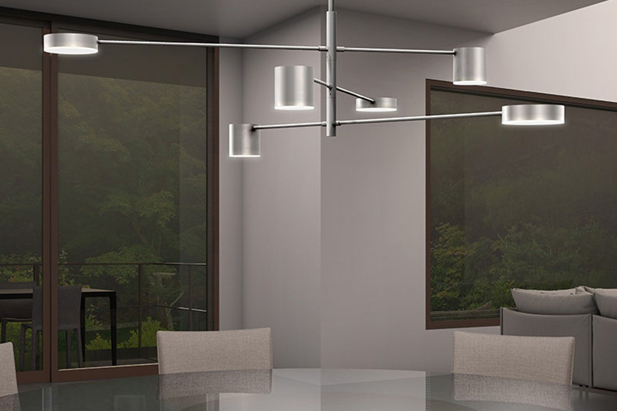 Sonneman Counterpoint LED Pendant - Bright Satin Aluminum, 6-Light Linear