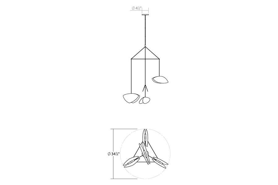 Sonneman Papillons LED Chandelier - Satin Black Shade , 4-Light Standard