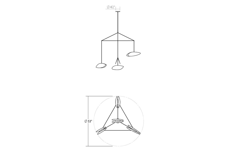 Sonneman Papillons LED Chandelier - Satin Black Shade , 4-Light Large