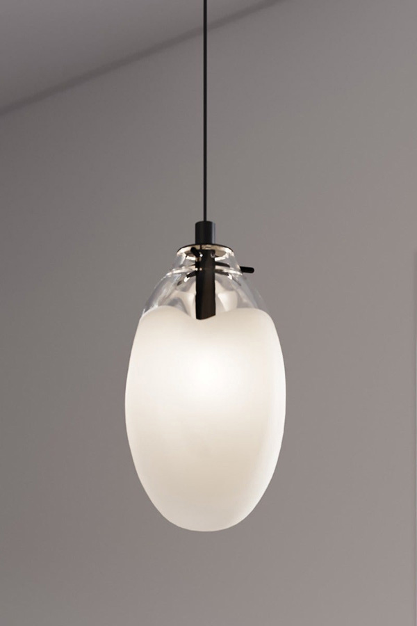 Sonneman Liquid LED Single Pendant - Satin Black, 1-Light Standard, Standard, Poured White Glass