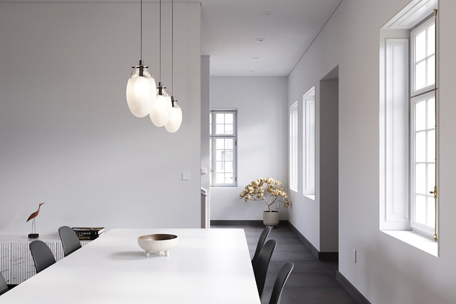 Sonneman Liquid LED Single Pendant - Satin Black, 1-Light Standard, Standard, Poured White Glass
