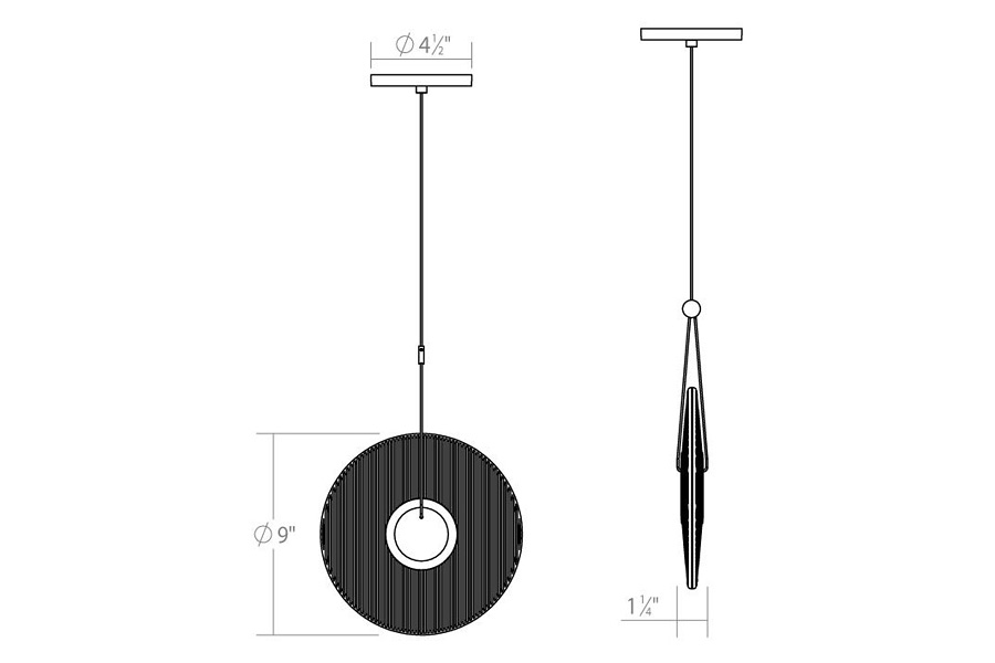 Sonneman Meclisse LED Single Pendant - Satin Black, 1-Light, Clear Glass