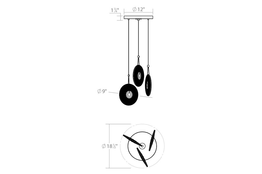 Sonneman Meclisse LED Chandelier - Polished Chrome, 3-Light, Clear Glass