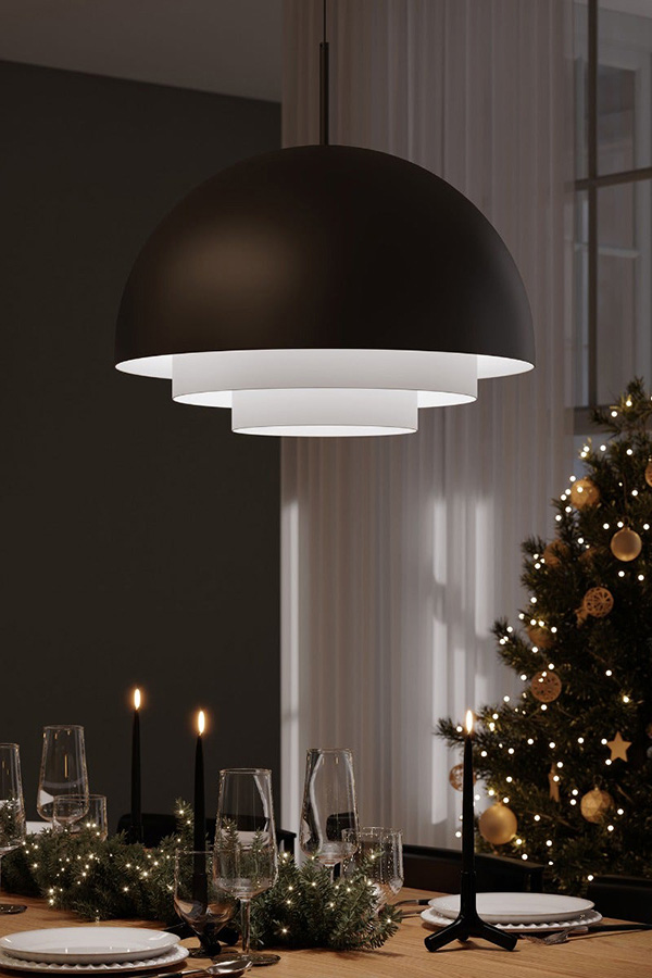 Sonneman Modern Tiers Pendant - Satin Black, 12", Dome