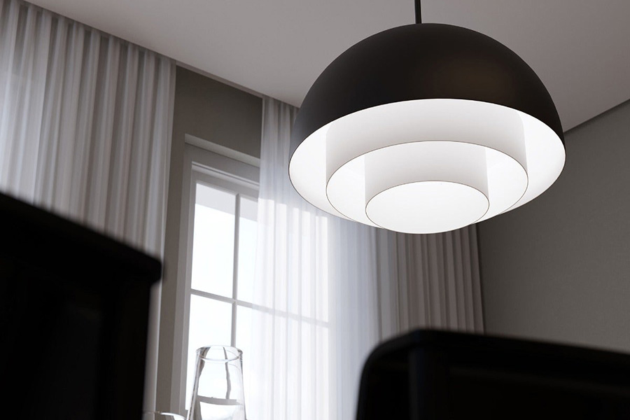 Sonneman Modern Tiers Pendant - Satin Black, 16", Dome