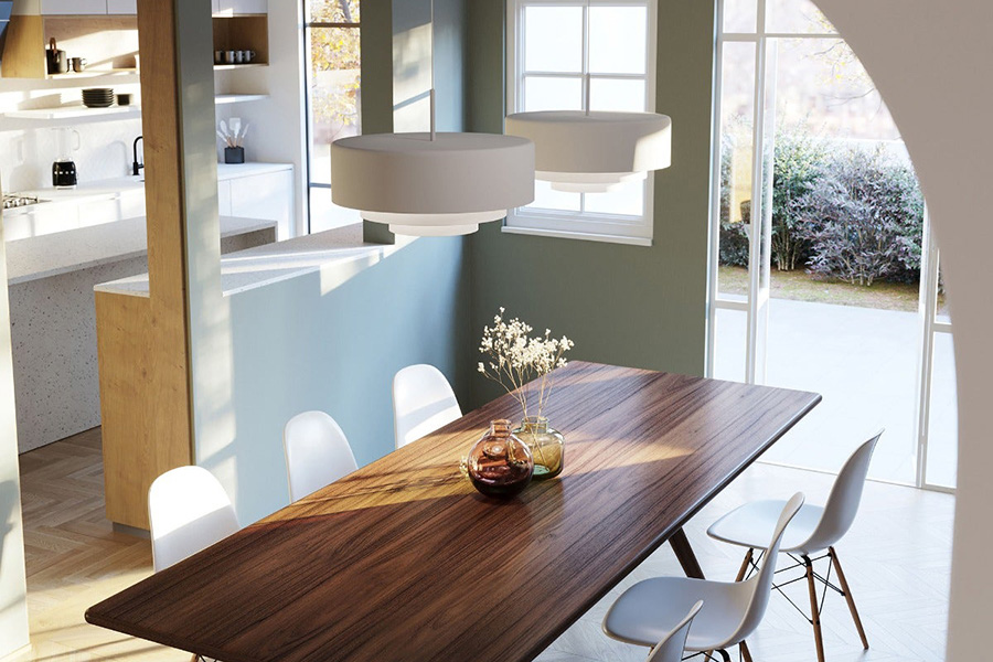 Sonneman Modern Tiers Pendant - Satin White, 20", Flat