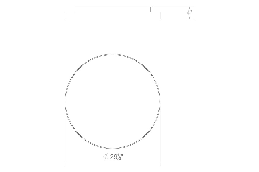 Sonneman Pi LED Surface Mount - Bright Satin Aluminum, 30", 3500K