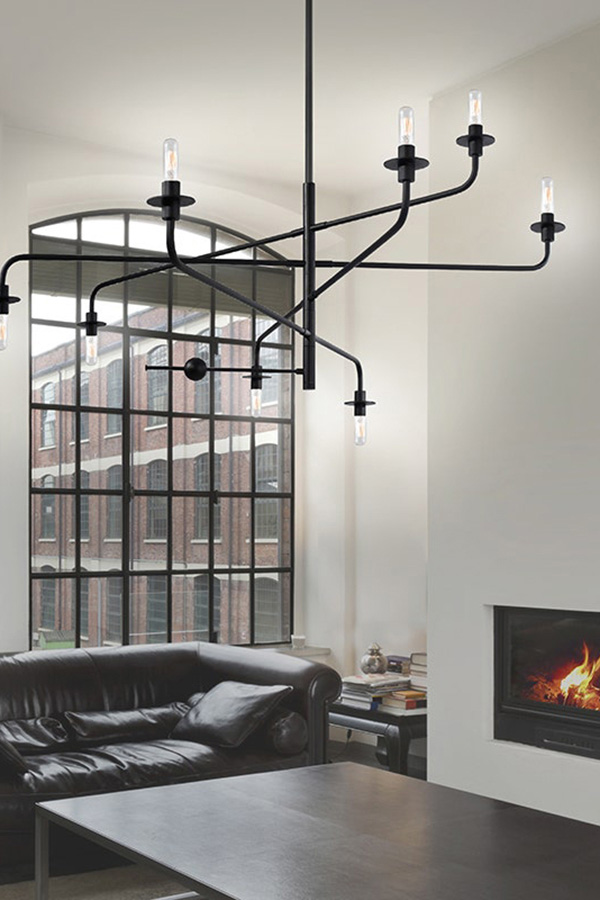 Sonneman Atelier Chandelier - Satin Black, 6-Light