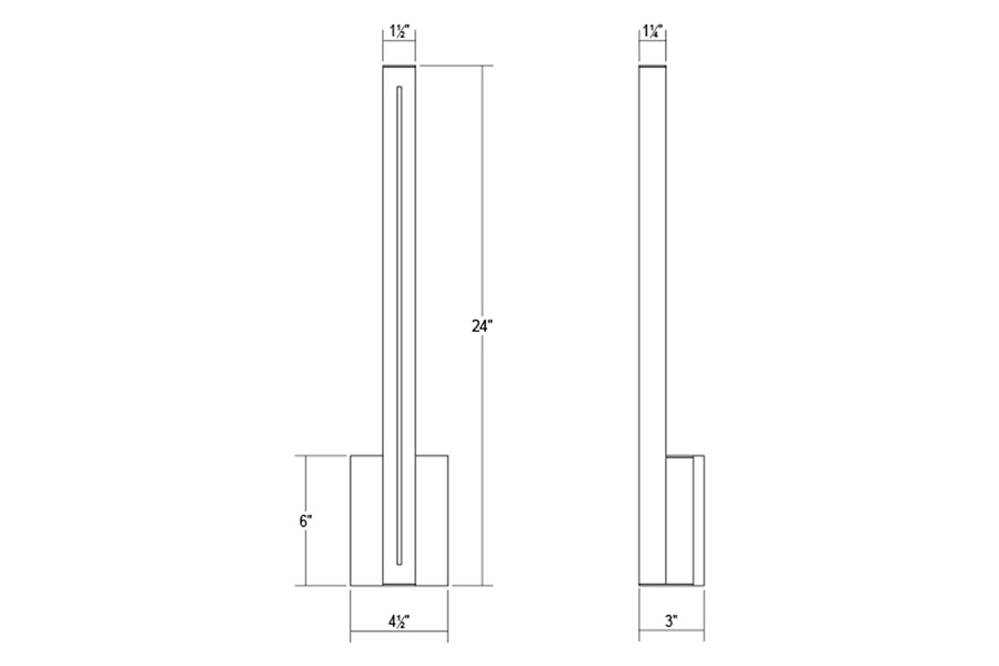 Sonneman Stripe LED Sconce - Textured Gray, 24"