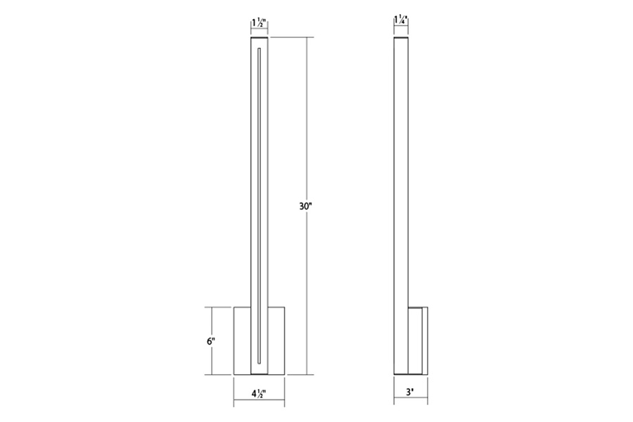Sonneman Stripe LED Sconce - Textured Gray, 30"