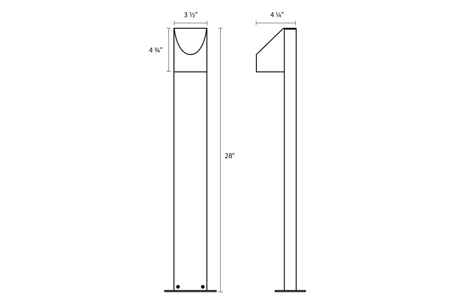 Sonneman Shear LED Bollard - Textured Bronze, 28"