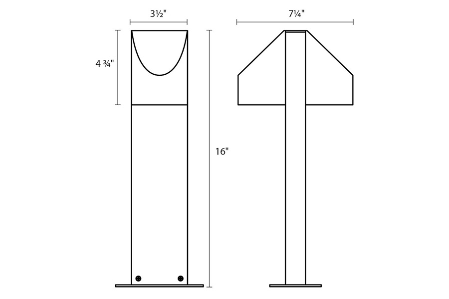 Sonneman Shear LED Double Bollard - Textured Gray, 16"