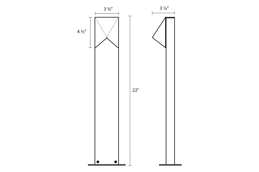 Sonneman Triform Compact LED Bollard - Textured Gray, 22"