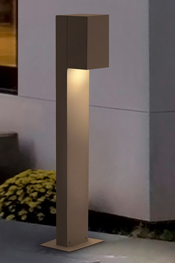 Sonneman Box LED Bollard - Textured Gray, 28"