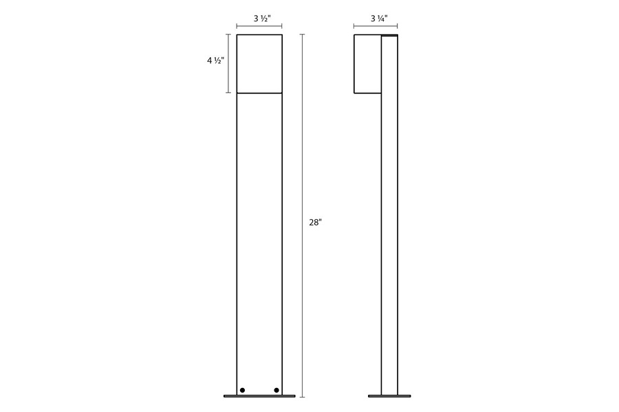 Sonneman Box LED Bollard - Textured Gray, 28"