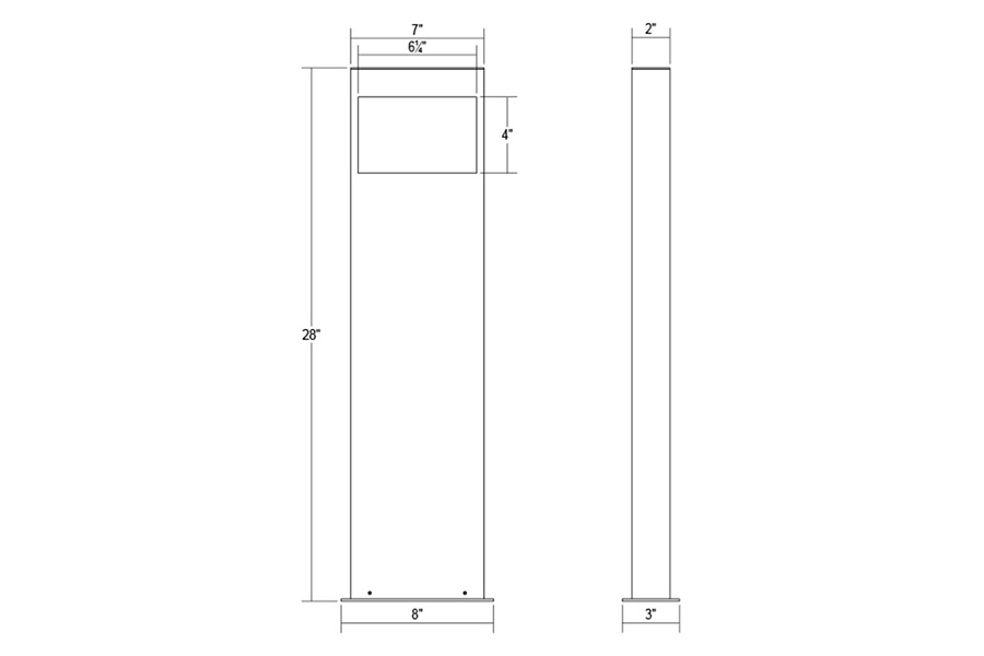 Sonneman Square Curve LED Bollard - Textured Gray, 16"