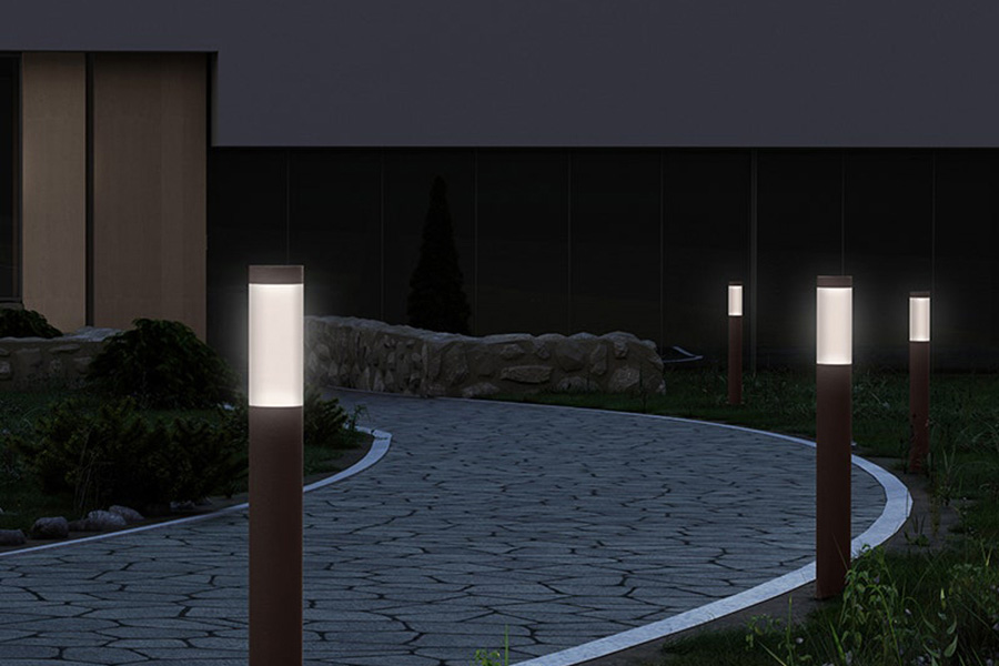 Sonneman Round Column LED Bollard - Textured Gray, 28"