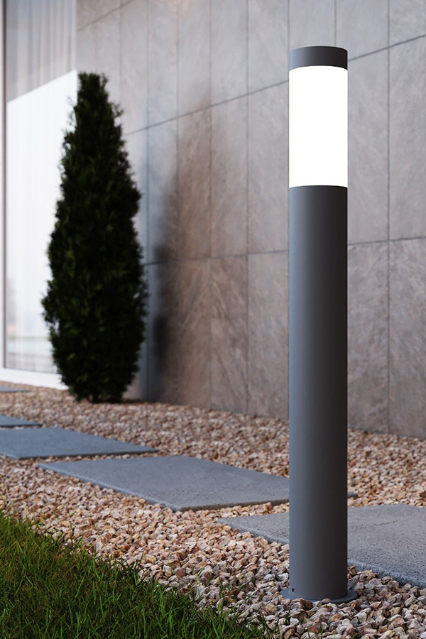 Sonneman Round Column LED Bollard - Textured Gray, 28"