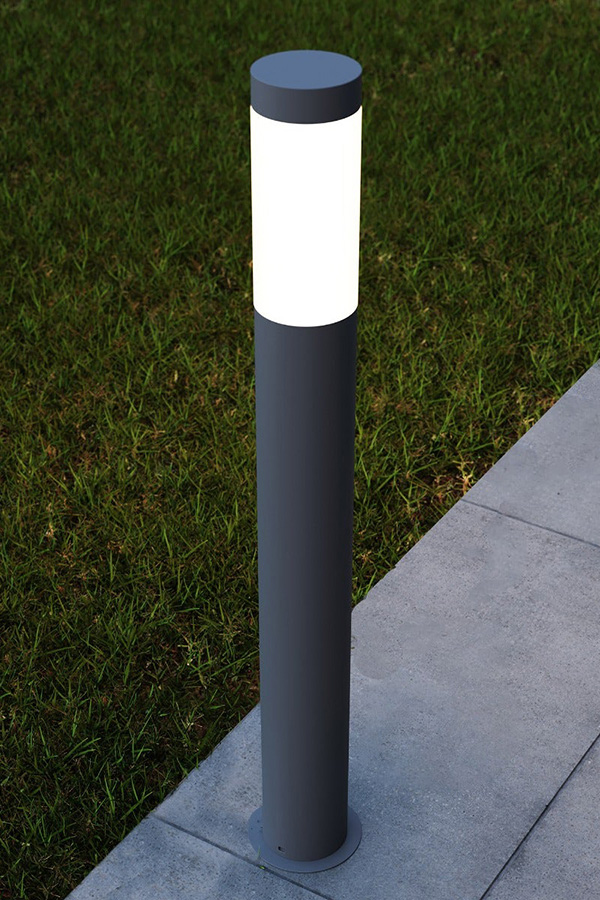 Sonneman Round Column LED Bollard - Textured Gray, 28"