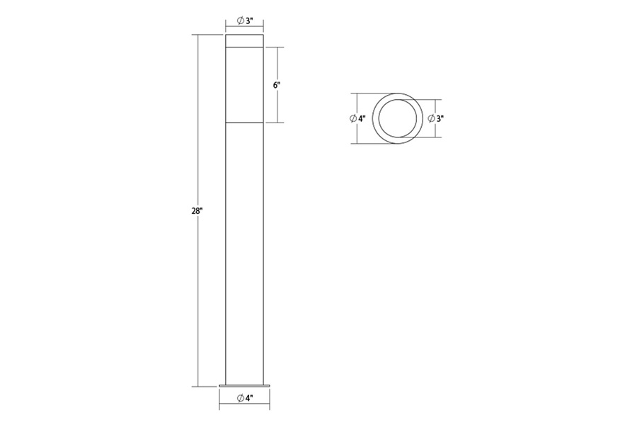 Sonneman Round Column LED Bollard - Textured Gray, 28"